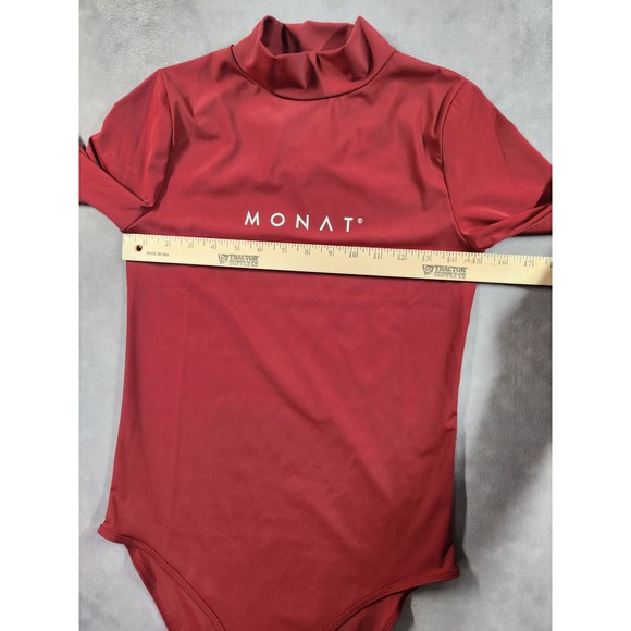 MONAT GEAR Body Suit New Womens Size Large Maroon Nylon Spandex Mock Neck NWT - Picture 8 of 13